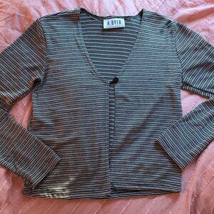 Vintage 90s Black and Silver Stripe Top Size S
